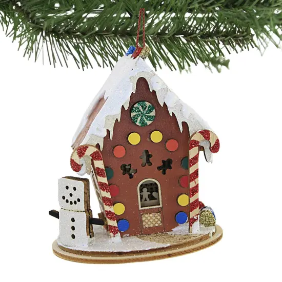 Ginger Cottages 4.0 Inch Hansel Gretel Gingerbread Tree Ornament , Ornament Candycanes Gum Drops Brown {3}