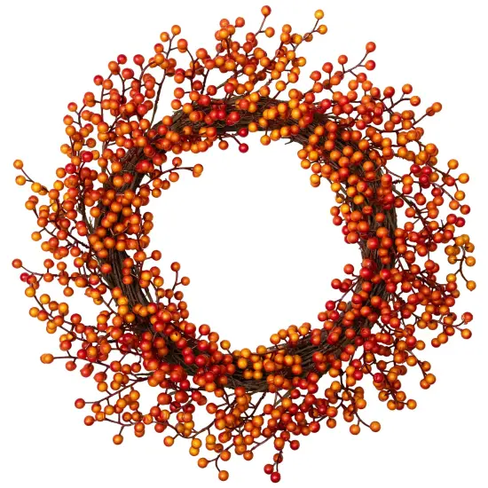 Northlight Artificial Berries Fall Harvest Twig Wreath - 18" - Orange Red {3}