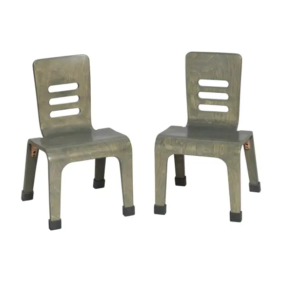 Bentwood Chair, 12in Seat Height, Stackable Seats, 2-Pack Grey Wash {1}
