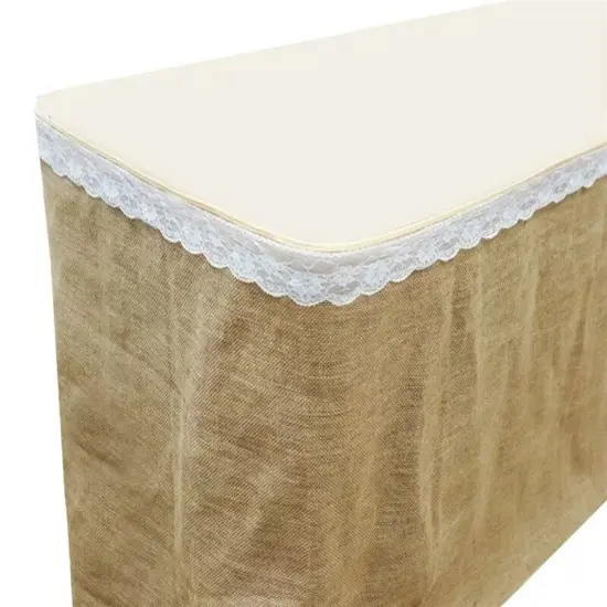 14 feet x 29" Natural Brown Burlap Banquet Trade Show Table Skirt - 168" x 29" {3}