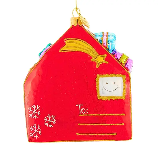 Huras Family 4.5 Inch Season's Greetings From Santa Christmas Tree Ornament , Christmas Decor Hand-Painted Keepsake Red {2}