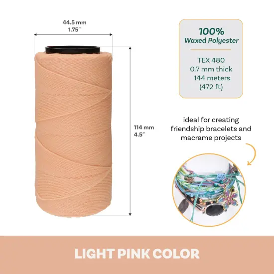 The Beadsmith Brazillian Waxed Cord Spool Light Pink {4}