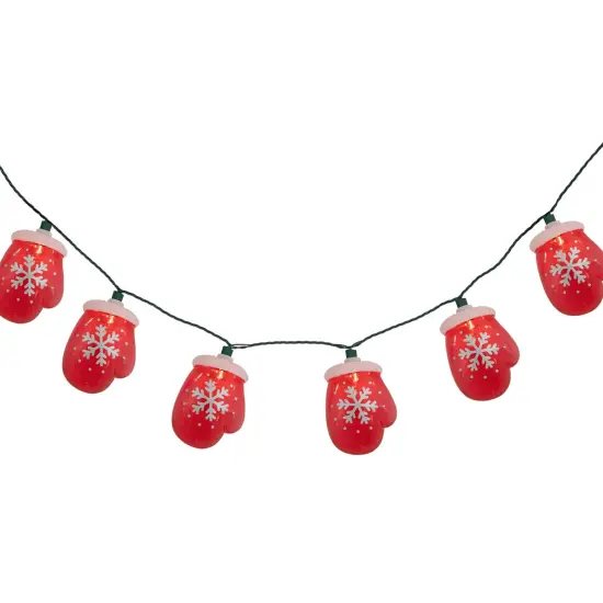 Northlight Snowflake Mitten Christmas Light Set - Clear - 7.5' Green Wire - 10ct Red {7}