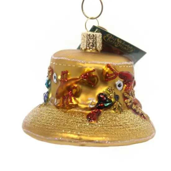 Old World Christmas 1.75 In Fisherman's Hat Tree Ornament , Lures Ties Waterproof Brown {1}
