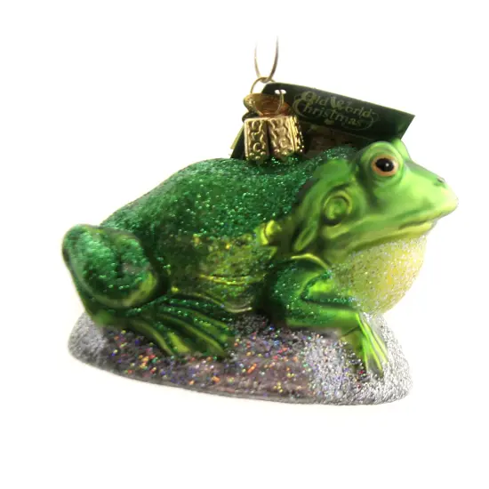 Old World Christmas 2.5 Inch Bullfrog Tree Ornament , Ornament Happy Green {2}