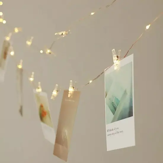 32 ft Warm White Battery Operated LED String FAIRY LIGHTS Clips Party Supplies {2}