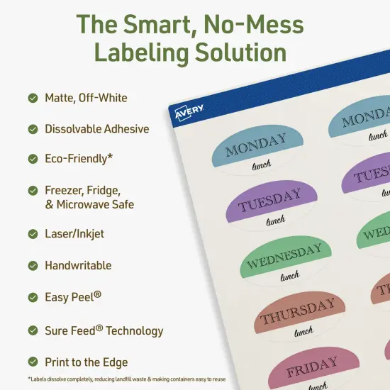 Avery Dissolvable Labels, 1" x 2" Oval {2}