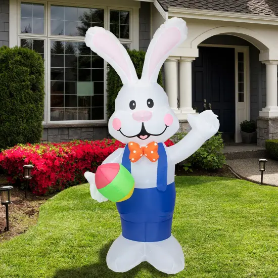 Northlight Inflatable Lighted Standing Easter Bunny with Egg Outdoor Decoration - 7' White {1}