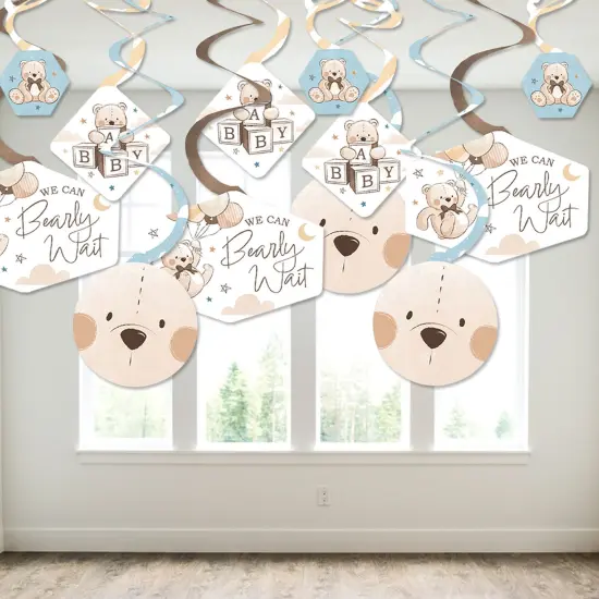 Big Dot of Happiness We Can Bearly Wait - Teddy Bear Baby Shower Hanging Decor - Party Decoration Swirls - Set of 40 {4}