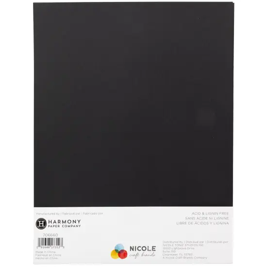 Harmony Hues 65# Cardstock 8.5"X11" 100/Pkg-Midnight Black {3}