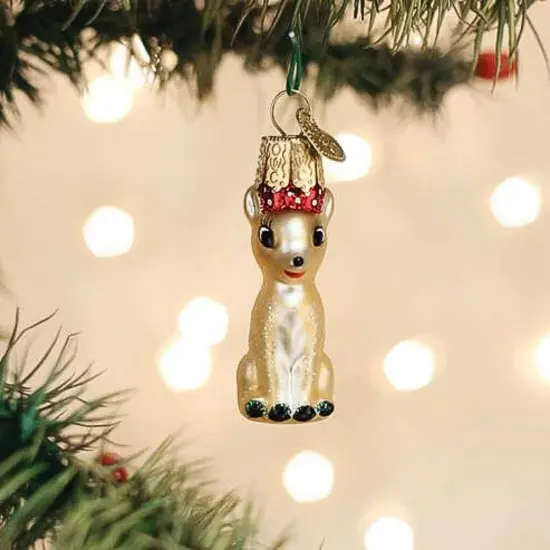 Old World Christmas 2.25 In Mini Clarice Christmas Tree Ornament , Reindeer Red-Nosed Beige {3}