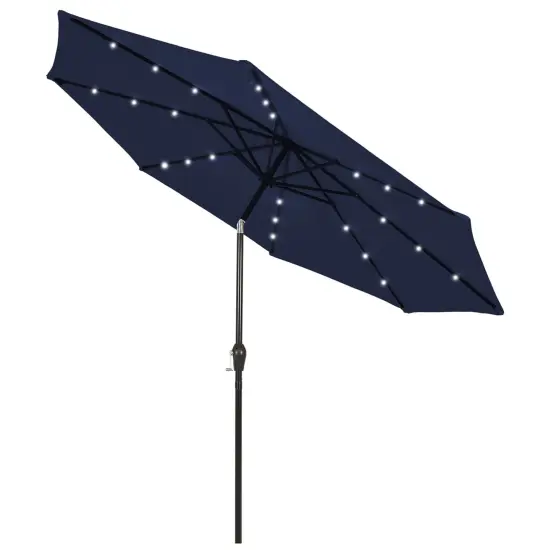 Costway 9 FT Patio Solar Umbrella LED Patio Market Steel Tilt with Crank Outdoor Navy {7}