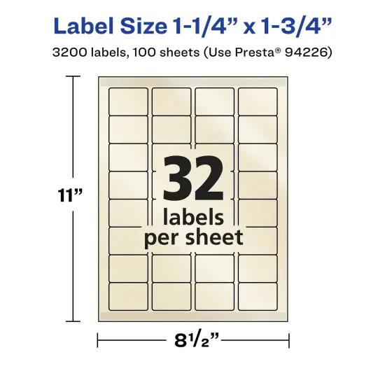 Avery Pearlized Ivory Rectangle Labels with Sure Feed Technology, 1.25" x 1.75" {5}