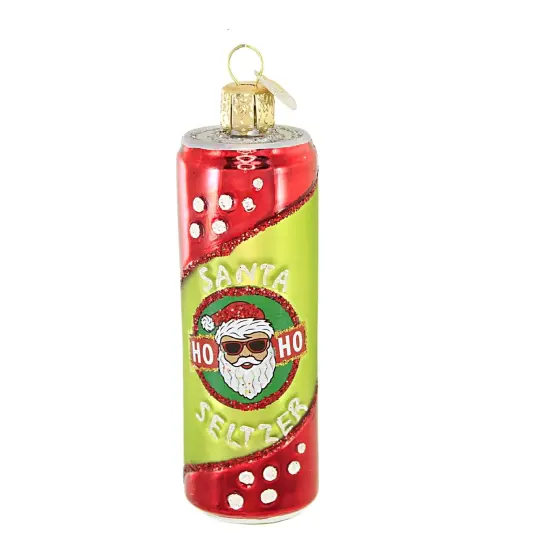Old World Christmas 4.0 Inch Santa Seltzer Tree Ornament , Drink Party Winter Green {1}