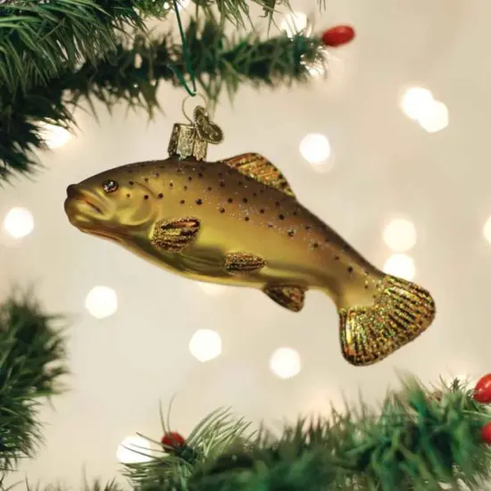 Old World Christmas 2.5 Inch Brown Trout Tree Ornament , Ornament Exotic German Fish {3}