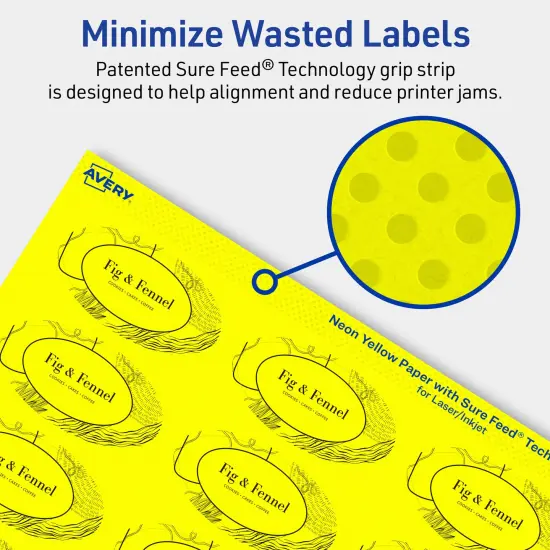 Avery Neon Yellow Paper Labels, 1-1/8" x 2-1/4" Oval {4}