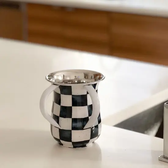 Chic Checkered Stainless Steel Wash Cup {2}