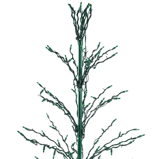 Northlight 9' Black Pre-Lit Artificial Cascade Twig Christmas Tree - Green Lights {7}