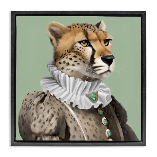 Stupell Industries Madame Cheetah Portrait Framed Floater Canvas Wall Art Design by Elizabeth Medley {1}
