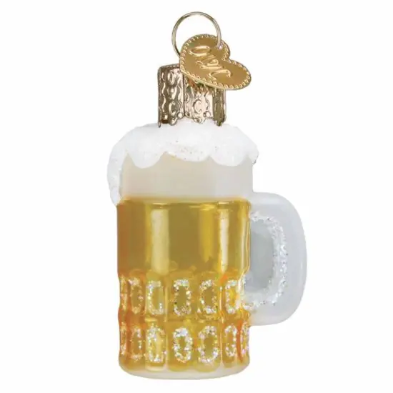 Old World Christmas 2.0 Inch Mini Mug Of Beer Christmas Tree Ornament , Ornament Drink Foam Top Gold {1}