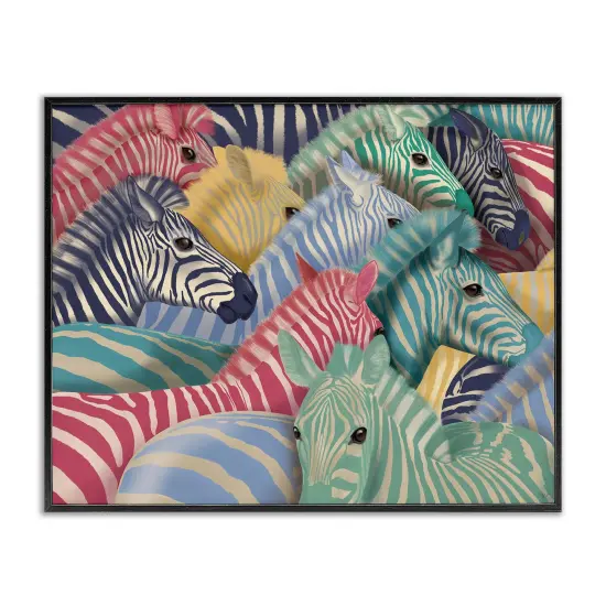 Stupell Industries Modern Hued Zebras Framed Giclee Wall Art Design by Fab Funky {1}