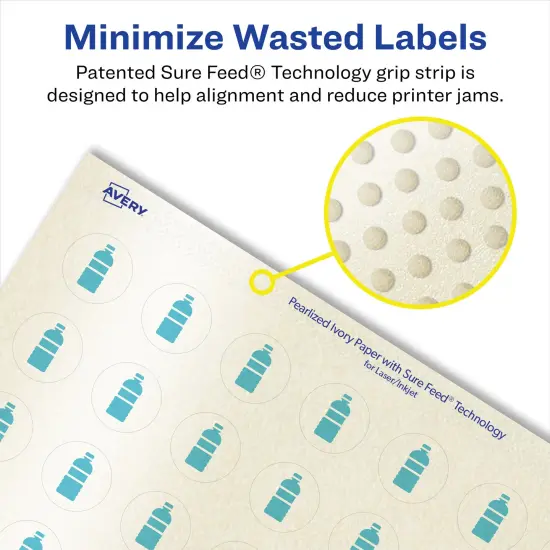 Avery Pearlized Ivory Round Labels with Sure Feed Technology, Print-to-the-Edge, .75" diameter {4}