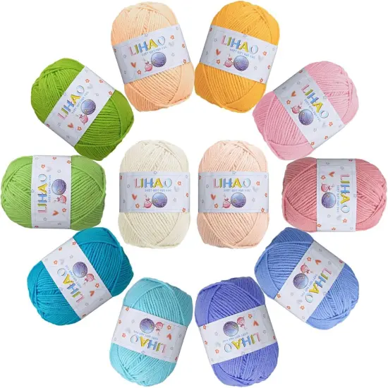 12pcs Acrylic Yarns - 4 Ply, 2500 Yards {1}