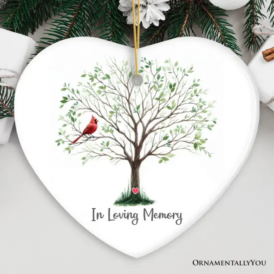 In Loving Memory of Mom and Dad Cardinal on a Tree Ornament, Heavenly Christmas Remembrance Gift {2}