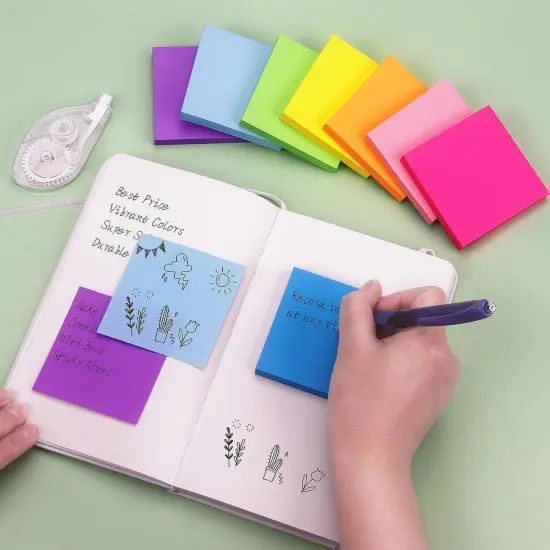 Pop Up Sticky Notes, 8 Bright Multi Colors,Accordion Self-Stick Notes, Purple Sticky Notes 8 Pads 80 Sheet/Pad {5}