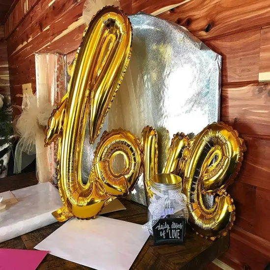 Large Gold Foil LOVE Balloons Banner,42 Inch Mylar Foil Letters Balloons for Wedding Bridal Shower Anniversary Mothers' Day Engagement Party Decorations Supplies {4}