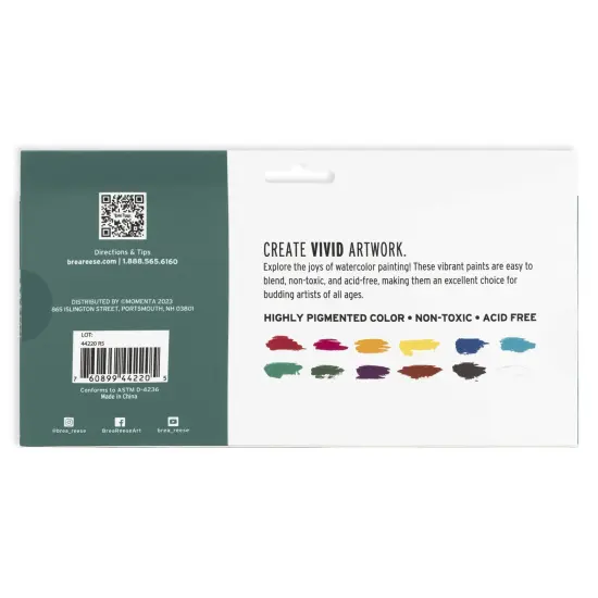Brea Reese: Professional Watercolor Paint Set - Jewel Tones - 12 Tubes - Luxurious & Rich Colors, Matte Finish, Acid-Free, Non-Toxic, Art Supplies {3}