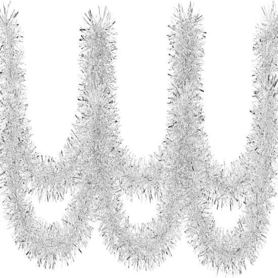 50 Feet Christmas Garland, Non-lit Soft for Indoor Decor or Outdoor Use, Premium Quality, for Party Decorations, Stairs, Railing, Closets, Windows, Birthday Party (Silver) {1}