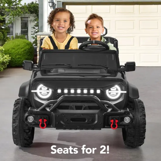 Best Choice Products Kids 24V 2-Seater Electric Ride-On Car Truck w/ Parent Control, Bluetooth, LED Lights Black {3}