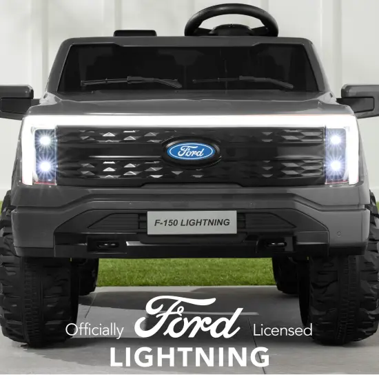 Best Choice Products Kids 24V Ride On Truck Officially Licensed Ford Lightning w/ Remote, LED Lights, 2 Speeds Gray {2}