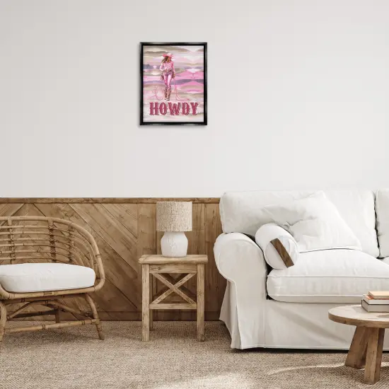 Stupell Industries Pastel Howdy Cowgirl Floater Framed Canvas Wall Art Design by Lettered and Lined {2}