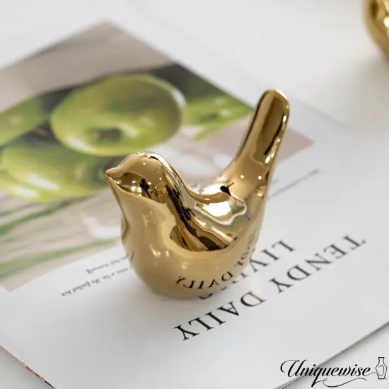 Uniquewise Gold Bird Figurine Elegant Home D&eacute;cor {2}