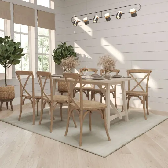 Merrick Lane Bardstown X-Back Bistro Style Wooden High Back Dining Chair Natural White Grain {3}