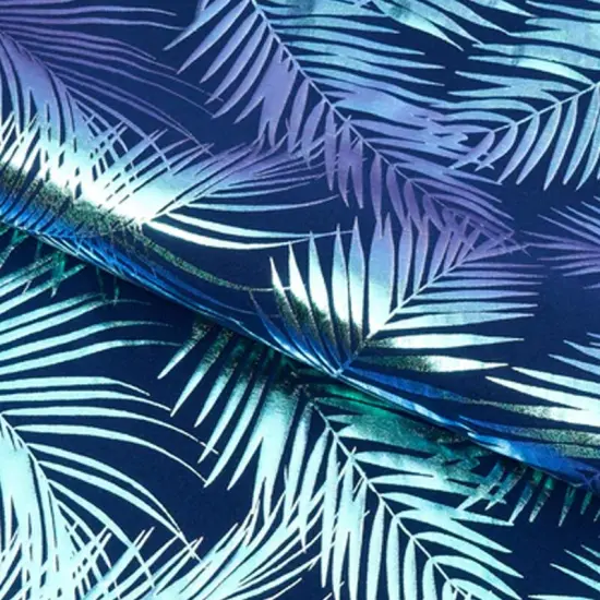 Electric Palm Foil Printed Spandex Fabric Purple {6}