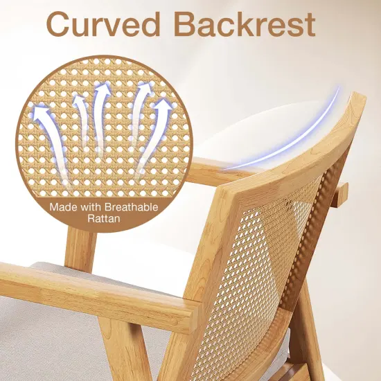Costway Mid Century Modern Accent Chairs Set of 2/4 with Breathable Rattan Back Dining Room {5}