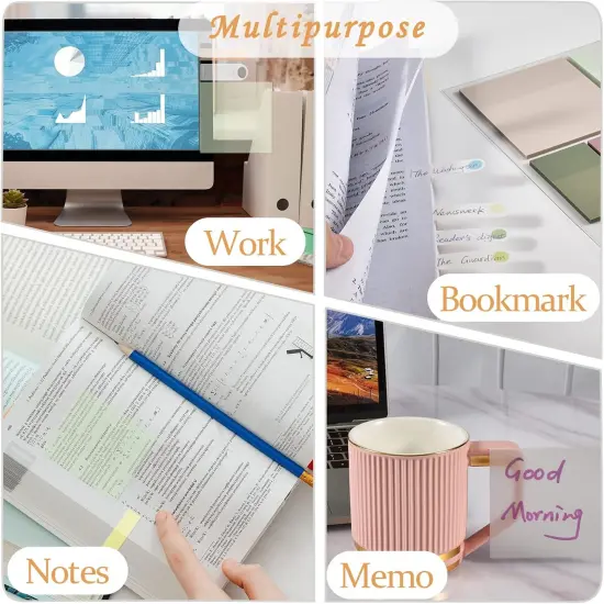 700 Sheets Transparent Sticky Notes, Clear Waterproof See Through Memo Pad, Self-Adhesive Translucent Writable Index Tabs for Annotating Books, Office & School Study Supplies {4}