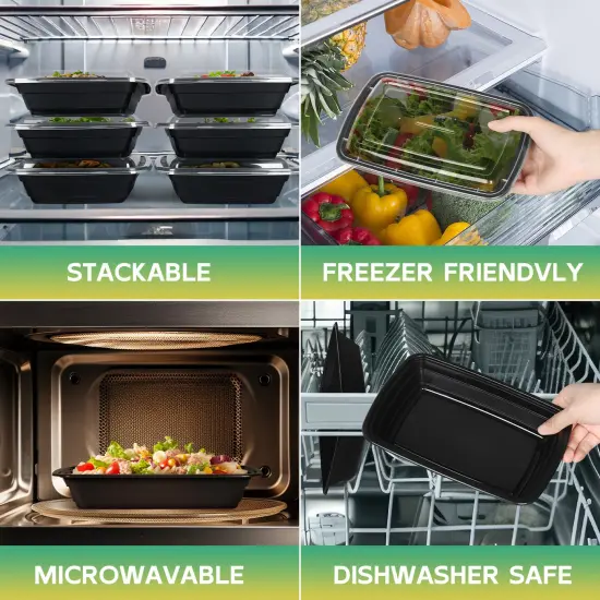 50pcs Extra Thick Leak Proof Meal Prep Containers 28oz Rectangular Disposable Food Storage Boxes, Stackable, Microwave, Dishwasher & Fridge Safe, Perfect for Salads, Snacks & More, Meal Prep Supplies {3}