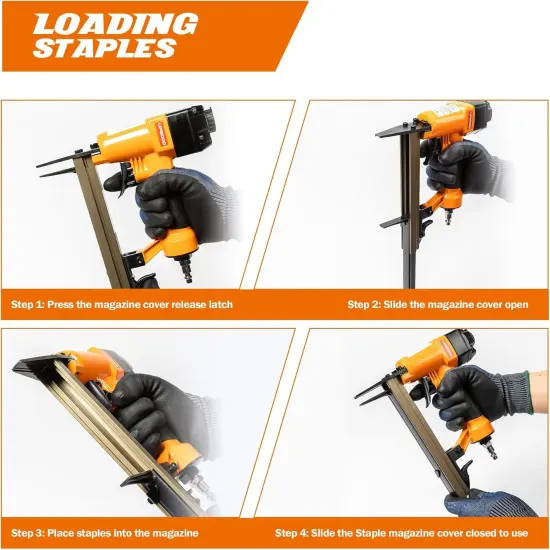 7116LN Air-Powered Staple Gun 22 Gauge Stapler, Pneumatic Oil-Free Upholstery Stapler, top Exhaust, for Woodworking, Professional and DIY Projects {4}