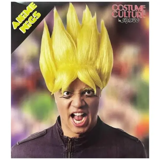 Anime Warrior Adult Yellow Costume Wig {5}