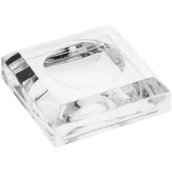 Plymor Clear Acrylic Square Display Base with Indented Circle to Hold Egg, Marble, Ball or Sphere, 0.875" W x 0.875" D x 0.25" H (0.5" Circle) {2}