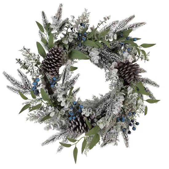 Kurt Adler 24-Inch Un-Lit Decorated Rattan Wreath with Blueberries {1}