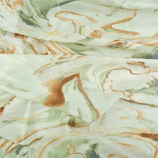 1 Yard Bubble Satin Marble Print Woven Fabric Soft Durable Drapery Use 58/59" Width SAND/TEAL BLUE {3}