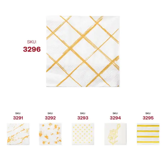 Durable White with Gold Diamond Paper Beverage/Cocktail Napkins (600 Napkins) {6}