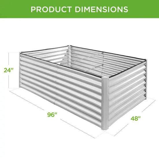 Best Choice Products 8x4x2ft Outdoor Metal Raised Garden Bed, Planter Box for Vegetables, Flowers, Herbs Galvanized {2}