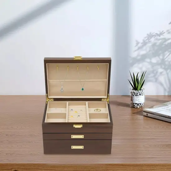 28 Slots Men Watch Box Wooden Display Case Organizer Jewelry 3 Tier Storage Tray {3}