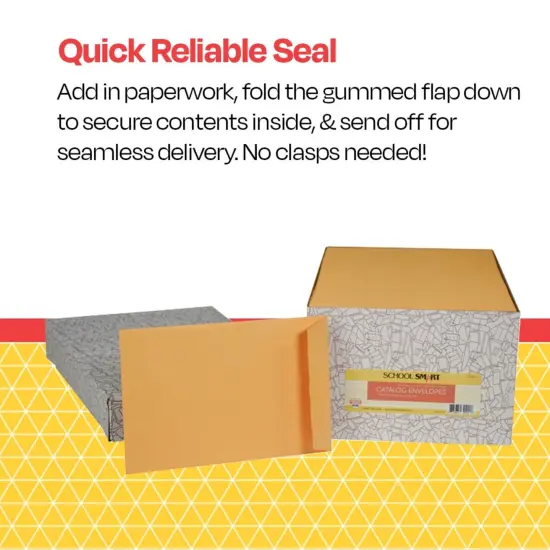 School Smart No Clasp Envelopes with Gummed Flap, 6 x 9 Inches, Kraft Brown, Pack of 500 {5}